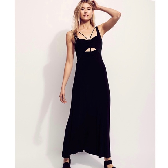 FREE PEOPLE BLACK CUTOUT MAXI DRESS - Picture 10 of 10
